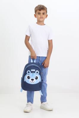 Ayı Figürlü Lacivert Anaokulu Kreş Çantası 4 Bölmeli Erkek Kız Çocuk Sırt Çantası - 5
