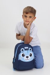 Ayı Figürlü Lacivert Anaokulu Kreş Çantası 4 Bölmeli Erkek Kız Çocuk Sırt Çantası - Probag