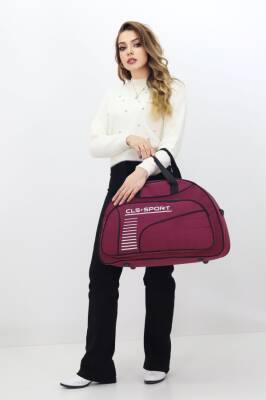 Bordo Spor ve Seyahat Çantası – Ayakkabı Bölmeli, Su Geçirmez, Omuz Askılı Antrenman Çantası - 4