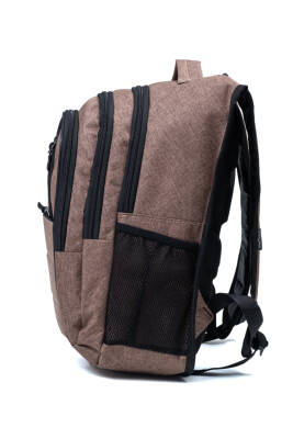 Çok Gözlü Ergonomik Sırt Çantası Su İtici Unisex Okul, Günlük ve Seyahat Çantası Kahverengi - 3