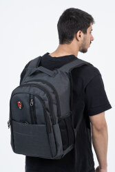 Çok Gözlü Ergonomik Sırt Çantası Su İtici Unisex Okul, Günlük ve Seyahat Çantası Siyah - 4