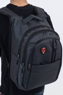 Çok Gözlü Ergonomik Sırt Çantası Su İtici Unisex Okul, Günlük ve Seyahat Çantası Siyah - 6