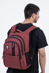 Çok Gözlü Ergonomik Sırt Çantası Su İtici Unisex Okul, Günlük ve Seyahat Çantası Kırmızı - 4