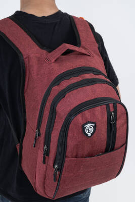 Çok Gözlü Ergonomik Sırt Çantası Su İtici Unisex Okul, Günlük ve Seyahat Çantası Kırmızı - 6