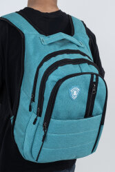 Çok Gözlü Ergonomik Sırt Çantası Su İtici Unisex Okul, Günlük ve Seyahat Çantası Yeşil - 6