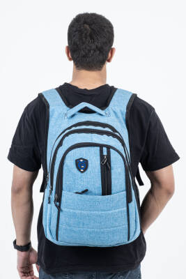 Çok Gözlü Ergonomik Sırt Çantası Su İtici Unisex Okul, Günlük ve Seyahat Çantası Mavi - 5