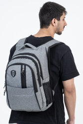 Çok Gözlü Ergonomik Sırt Çantası Su İtici Unisex Okul, Günlük ve Seyahat Çantası Gri - 4