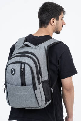 Çok Gözlü Ergonomik Sırt Çantası Su İtici Unisex Okul, Günlük ve Seyahat Çantası Gri - 4