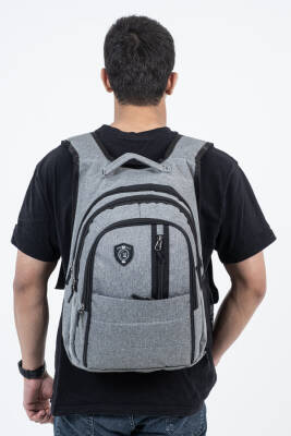 Çok Gözlü Ergonomik Sırt Çantası Su İtici Unisex Okul, Günlük ve Seyahat Çantası Gri - 5