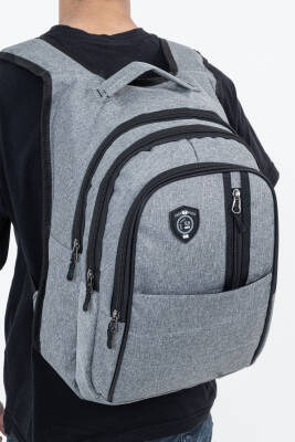 Çok Gözlü Ergonomik Sırt Çantası Su İtici Unisex Okul, Günlük ve Seyahat Çantası Gri - 6