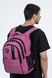 Çok Gözlü Ergonomik Sırt Çantası Su İtici Unisex Okul, Günlük ve Seyahat Çantası Pembe - 4