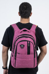 Çok Gözlü Ergonomik Sırt Çantası Su İtici Unisex Okul, Günlük ve Seyahat Çantası Pembe - 5