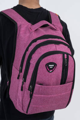 Çok Gözlü Ergonomik Sırt Çantası Su İtici Unisex Okul, Günlük ve Seyahat Çantası Pembe - 6