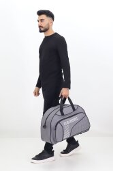 Gri Spor ve Seyahat Çantası – Ayakkabı Bölmeli, Su Geçirmez, Omuz Askılı Antrenman Çantası - 4