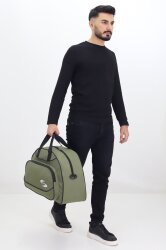 Haki Spor ve Seyahat Çantası – Ayakkabı Bölmeli, Su Geçirmez, Omuz Askılı Antrenman Çantası - 3