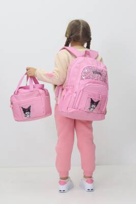 Kuromi 3'lü Çanta Seti Sırt Çantası Beslenme Çantası Kalemlik İlkokul Çantası Peluş Oyuncak Hediyeli - 5