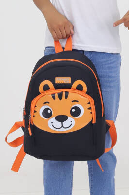 Kaplan Figürlü Siyah Anaokulu Kreş Çantası 4 Bölmeli Erkek Çocuk Sırt Çantası - 4