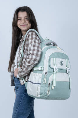 Yeşil Okul Çantası 4 Bölmeli Ortopedik Sırt Destekli Su Geçirmez İlkokul Ortaokul Sırt Çantası - 6