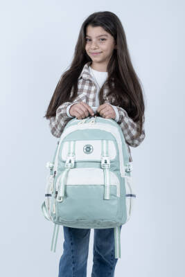 Yeşil Okul Çantası 4 Bölmeli Ortopedik Sırt Destekli Su Geçirmez İlkokul Ortaokul Sırt Çantası - 10