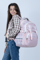 Toz Pembe Okul Çantası 4 Bölmeli Ortopedik Sırt Destekli Su Geçirmez İlkokul Ortaokul Sırt Çantası - 6