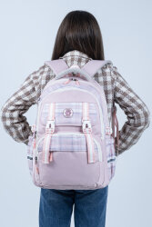 Toz Pembe Okul Çantası 4 Bölmeli Ortopedik Sırt Destekli Su Geçirmez İlkokul Ortaokul Sırt Çantası - 7