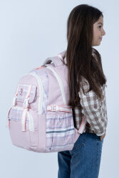 Toz Pembe Okul Çantası 4 Bölmeli Ortopedik Sırt Destekli Su Geçirmez İlkokul Ortaokul Sırt Çantası - 8