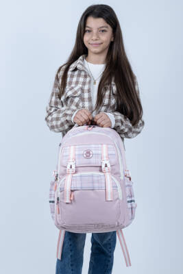 Toz Pembe Okul Çantası 4 Bölmeli Ortopedik Sırt Destekli Su Geçirmez İlkokul Ortaokul Sırt Çantası - 10