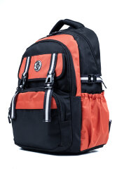 Siyah Turuncu Okul Çantası 4 Bölmeli Ortopedik Sırt Destekli Su Geçirmez İlkokul Ortaokul Sırt Çanta - Probag