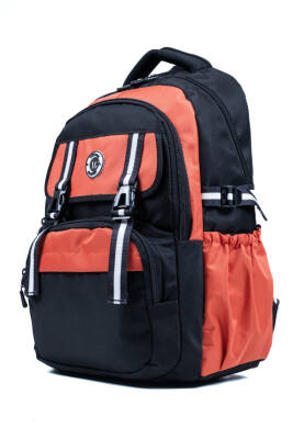 Siyah Turuncu Okul Çantası 4 Bölmeli Ortopedik Sırt Destekli Su Geçirmez İlkokul Ortaokul Sırt Çanta - 1