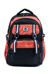 Siyah Turuncu Okul Çantası 4 Bölmeli Ortopedik Sırt Destekli Su Geçirmez İlkokul Ortaokul Sırt Çanta - Probag (1)