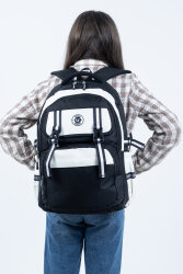 Siyah Beyaz Okul Çantası 4 Bölmeli Ortopedik Sırt Destekli Su Geçirmez İlkokul Ortaokul Sırt Çantası - 7