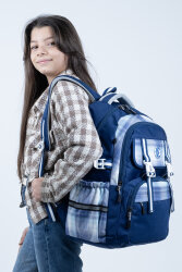 Mavi Okul Çantası 4 Bölmeli Ortopedik Sırt Destekli Su Geçirmez İlkokul Ortaokul Sırt Çantası - 6