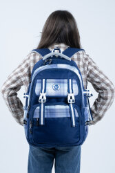 Mavi Okul Çantası 4 Bölmeli Ortopedik Sırt Destekli Su Geçirmez İlkokul Ortaokul Sırt Çantası - 7