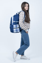 Mavi Okul Çantası 4 Bölmeli Ortopedik Sırt Destekli Su Geçirmez İlkokul Ortaokul Sırt Çantası - 9