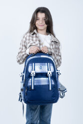 Mavi Okul Çantası 4 Bölmeli Ortopedik Sırt Destekli Su Geçirmez İlkokul Ortaokul Sırt Çantası - 10