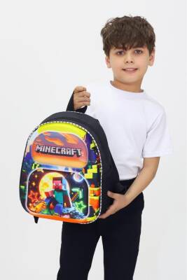 Minecraft Temalı Piksel Desenli Ortopedik Anaokulu ve İlkokul Çantası - 2