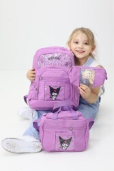 Melody Kuromi 3’lü Okul Çanta Sırt Çantası Beslenme Çantası Kalemlik Peluş Oyuncak Hediyeli İlk okul - 2