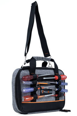 Profesyonel Takım Çantası | Omuz Askılı ve El Taşımalı Alet Çantası Organizer – Gri - 4