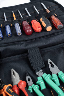 Profesyonel Takım Çantası | Omuz Askılı ve El Taşımalı Alet Çantası Organizer – Gri - 9