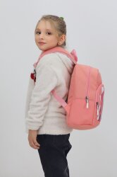 Sevimli Dinozor Figürlü Somon Anaokulu Kreş Çantası 4 Bölmeli Kız Çocuk Sırt Çantası - Probag (1)