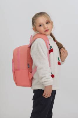 Sevimli Dinozor Figürlü Somon Anaokulu Kreş Çantası 4 Bölmeli Kız Çocuk Sırt Çantası - 3