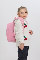 Sevimli Kedi Figürlü Pembe Anaokulu Kreş Çantası 4 Bölmeli Kız Çocuk Sırt Çantası - Probag (1)