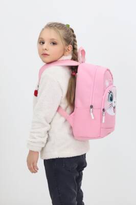 Sevimli Kedi Figürlü Pembe Anaokulu Kreş Çantası 4 Bölmeli Kız Çocuk Sırt Çantası - 3