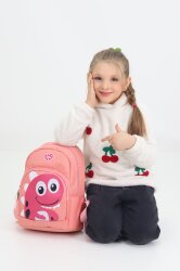 Sincap Figürlü Siyah Anaokulu Kreş Çantası 4 Bölmeli Erkek Kız Çocuk Sırt Çantası - Probag