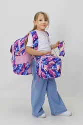 Kalp Temalı Kız Çocuk Üçlü Ilkokul Çanta Seti - Kalpli Sırt Çantası Termal Beslenme Çantası Kalemlik - 6