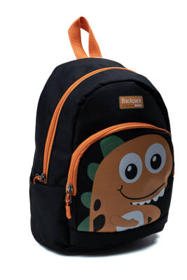 Siyah Turuncu Dinozor Figürlü Erkek Çocuk Anaokulu Sırt Çantası – Sevimli Kreş Çantası - 2
