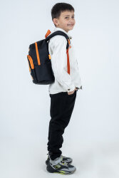 Siyah Turuncu Dinozor Figürlü Erkek Çocuk Anaokulu Sırt Çantası – Sevimli Kreş Çantası - 5