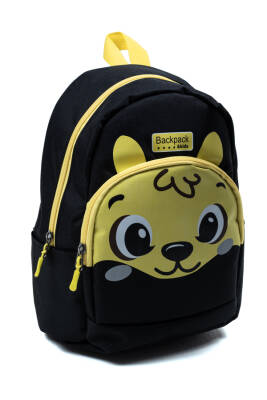 Siyah Sarı Ayıcık Yüzlü Unisex Çocuk Anaokulu Sırt Çantası – Sevimli Hayvan Figürlü Kreş Çantası - 2