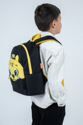Siyah Sarı Ayıcık Yüzlü Unisex Çocuk Anaokulu Sırt Çantası – Sevimli Hayvan Figürlü Kreş Çantası - 4
