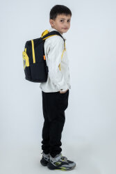 Siyah Sarı Ayıcık Yüzlü Unisex Çocuk Anaokulu Sırt Çantası – Sevimli Hayvan Figürlü Kreş Çantası - 5